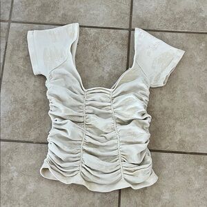 Elegant Cream Ruched Women's Top